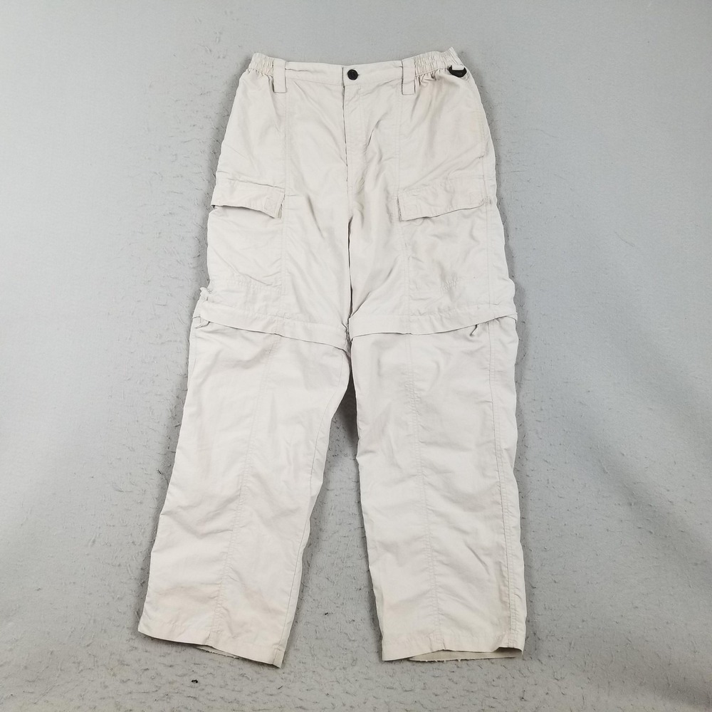 Reel Legends Pants Mens 30x30 Beige Nylon Convertible Cargo Hiking Outdoor